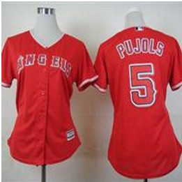 Women Los Angeles Angels of Anaheim #5 Albert Pujols RED Alternate Stitched Baseball Jersey
