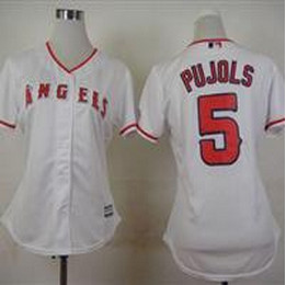 Women Los Angeles Angels of Anaheim #5 Albert Pujols White Fashion jerseys