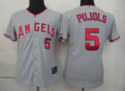 women Los Angeles Angels 5 Albert Pujols grey Cool Base Jersey