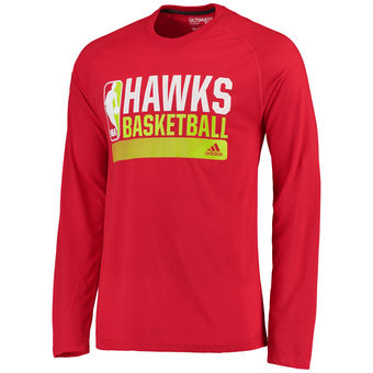 Men's Atlanta Hawks adidas Red Icon Status Ultimate climalite Long Sleeve T-Shirt