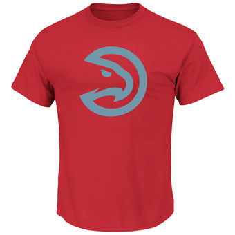 Men's Atlanta Hawks Majestic Red Reflective Tek Patch T-Shirt