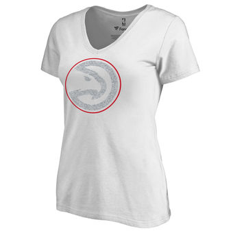 Women's Atlanta Hawks White Whiteout Slim Fit T-Shirt
