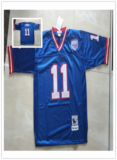 New York Giants 11 Phil Simms Blue throwback jerse