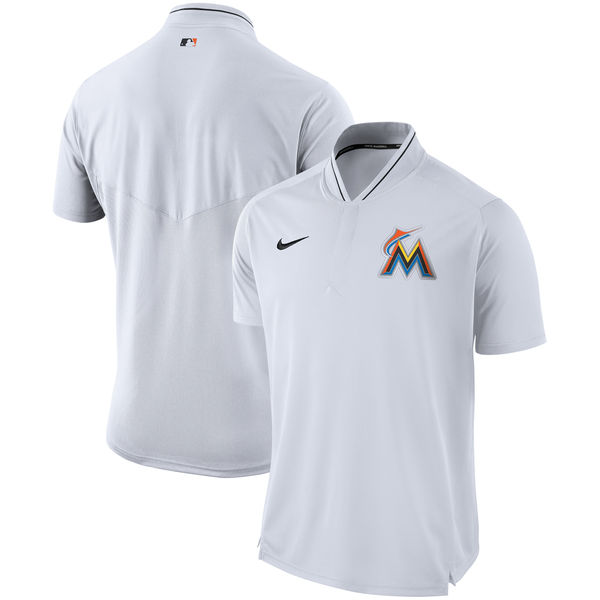 Men's Miami Marlins Nike White Authentic Collection Elite Performance Polo