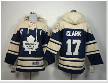 NHL Maple Leafs #17 Wendel Clark Blue Sawyer Hooded Sweatshirt Jersey