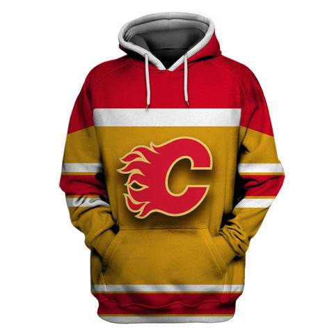 Flames Yellow All Stitched Hooded Sweatshirt