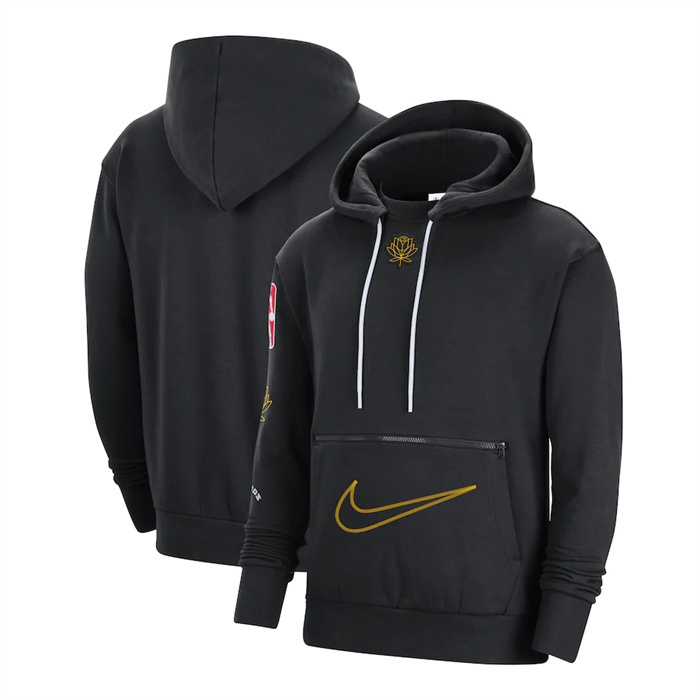Men's Golden State Warriors Black 2022 23 City Edition Courtside Heavyweight Fleece Pullover Hoodie