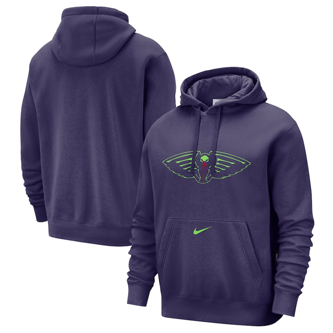 Men's New Orleans Pelicans Purple 2024 25 City Edition Essential Club Pullover Hoodie