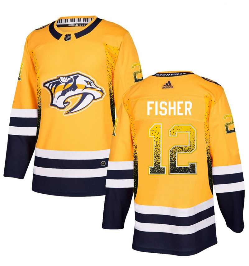 Predators 12 Mike Fisher Gold Drift Fashion Adidas Jersey