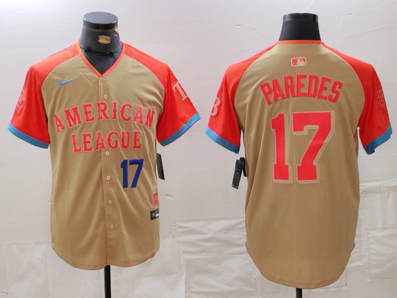 Men's American League #17 Isaac Paredes Cream 2024 All-Star Limited Stitched Jersey 28