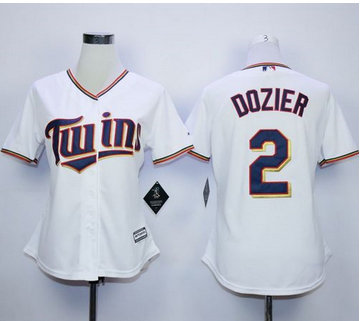 Women Minnesota Twins #2 Brian Dozier White Home Stitched MLB Jersey