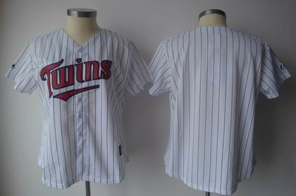 Women Minnesota Twins blank jerseys white pink strip jerseys