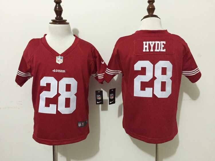 2-6 Kids Carlos Hyde San Francisco 49ers #28 Red Jersey