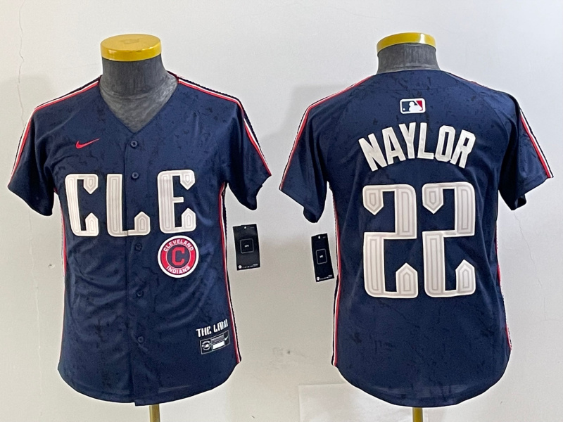 Youth Cleveland Guardians #22 Josh Naylor Navy 2024 City Connect Limited Stitched jerseys 7