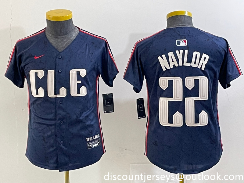 Youth Cleveland Guardians #22 Josh Naylor Navy 2024 City Connect Limited Stitched jerseys 5
