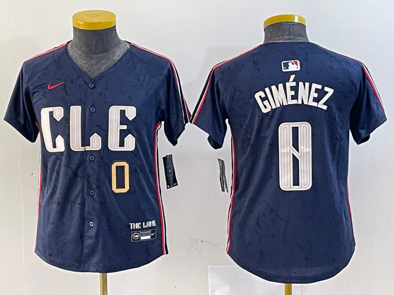 Youth Cleveland Guardians #0 Andrés Giménez Navy 2024 City Connect Limited Stitched Baseball Jersey 8