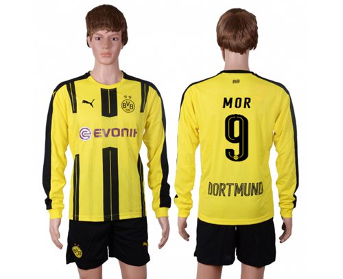 Dortmund #9 MOR Home Long Sleeves Soccer Club Jersey