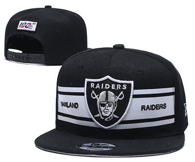 Raiders Team Logo Black 100th Season Adjustable Hat YD