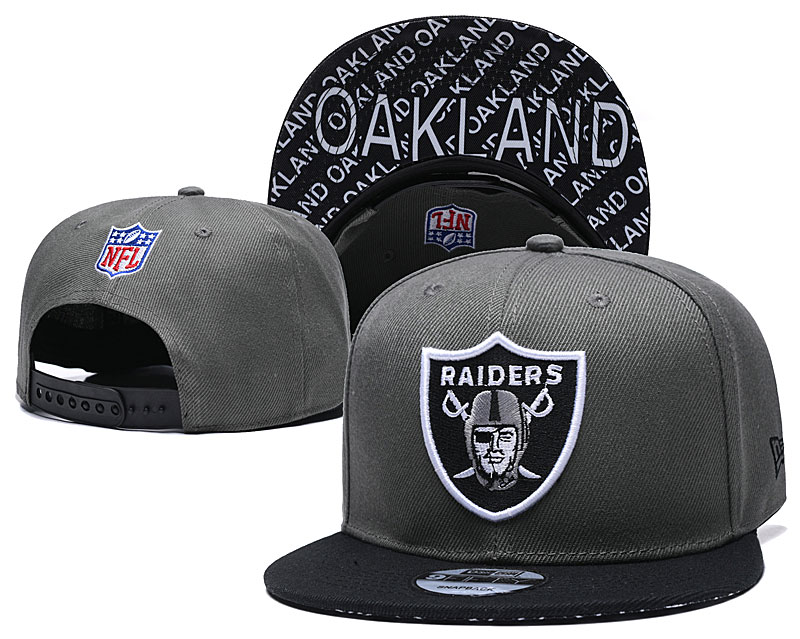 Raiders Team Logo Gray Black Adjustable Hat TX