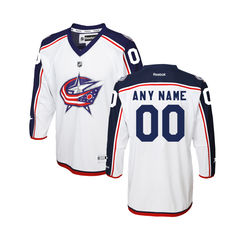 Youth Columbus Blue Jackets Reebok White Custom Replica Away Jersey