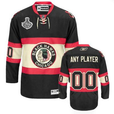 Customized Chicago Blackhawks Jersey Black Third Stanley Cup Finals Man Jersey