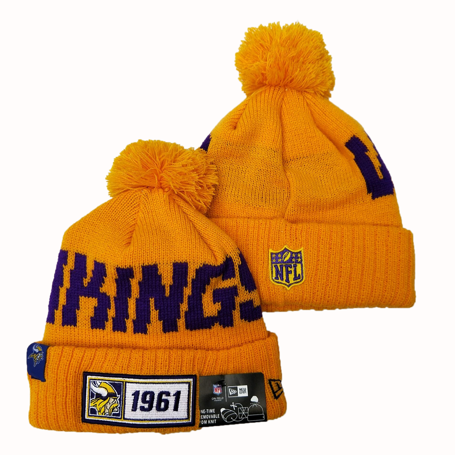 Vikings Team Logo Yellow Pom Knit Hat YD