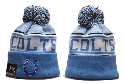 Colts Team Logo Light Blue Pom Knit Hat YP