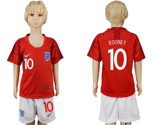 England #10 Rooney Kane Away Kid Soccer Country Jersey