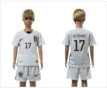 USA #17 Altidore White Home Kid Soccer Country Jersey