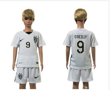 USA #9 O'Reilly White Home Kid Soccer Country Jersey