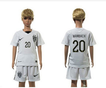 USA #20 Wambach White Home Kid Soccer Country Jersey
