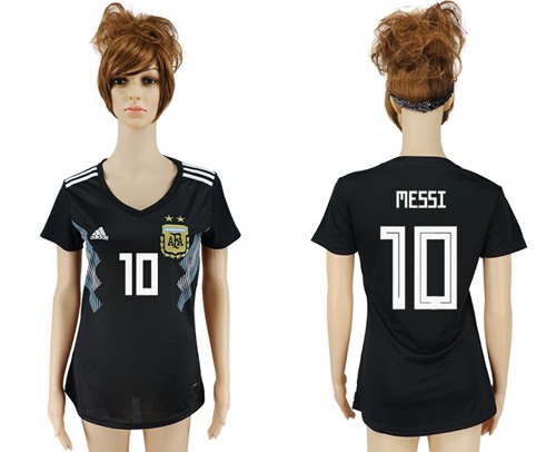 Women's Argentina #10 Messi Away Soccer Country Jersey