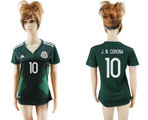 Women's Mexico #10 J.M.Corona Home Soccer Country Jersey