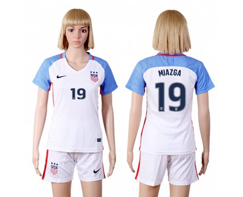 Women's USA #19 Miazga Home(Three Star) Soccer Country Jersey