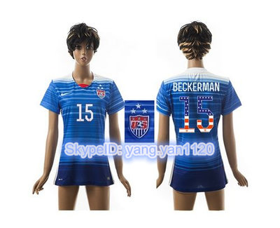 Women's USA #15 Beckerman Three Star Independence Day Away Soccer Country Jersey