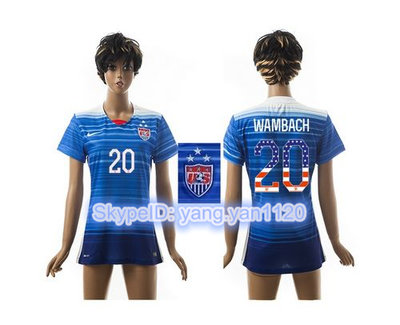 Women's USA #20 Wambach Three Star Independence Day Away Soccer Country Jersey