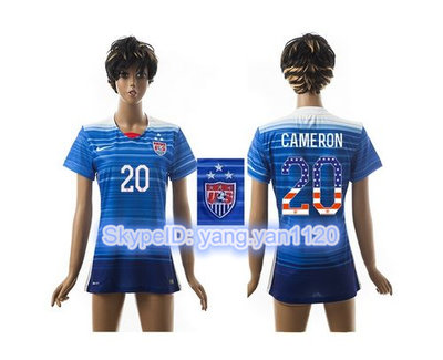 Women's USA #20 Cameron Three Star Independence Day Away Soccer Country Jersey