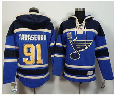 St.Louis Blues #91 Vladimir Tarasenko Light Blue Sawyer Hooded Sweatshirt Stitched NHL Jersey
