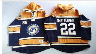 St.Louis Blues #22 Kevin Shattenkirk Navy Blue Gold Sawyer Hooded Sweatshirt Stitched NHL Jersey