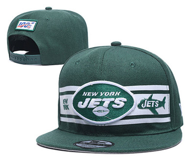 Jets Team Logo Green 100th Seanson Adjustable Hat YD