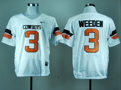NCAA Oklahoma State Cowboys 3 maselera white jerseys