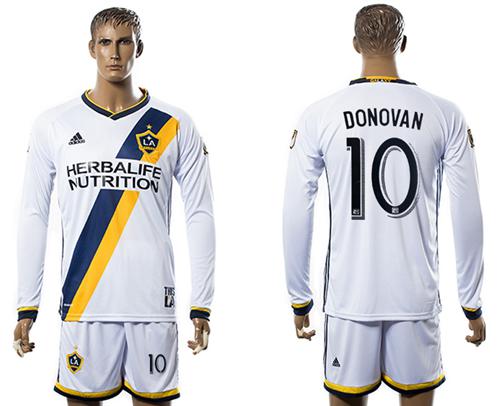 Los Angeles Galaxy #10 Donovan Home Long Sleeves Soccer Club Jersey