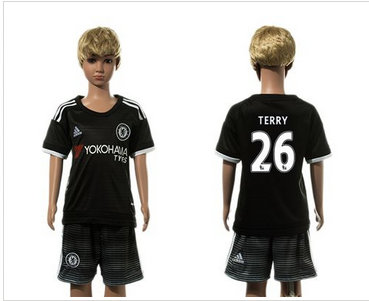 Chelsea #26 Terry Black Kid Soccer Club Jersey