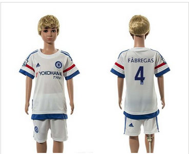 Chelsea #4 Fabregas White Away Kid Soccer Club Jersey