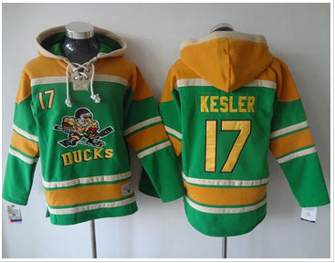 Anaheim Ducks #17 Ryan Kesler Green Sawyer Hooded Sweatshirt Stitched NHL Jersey