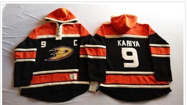 Anaheim Ducks #9 Paul Kariya Black Sawyer Hooded Sweatshirt Stitched NHL Jersey