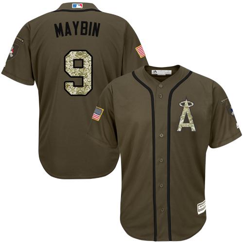 Angels #9 Cameron Maybin Green Salute to Service Stitched Youth MLB Jersey