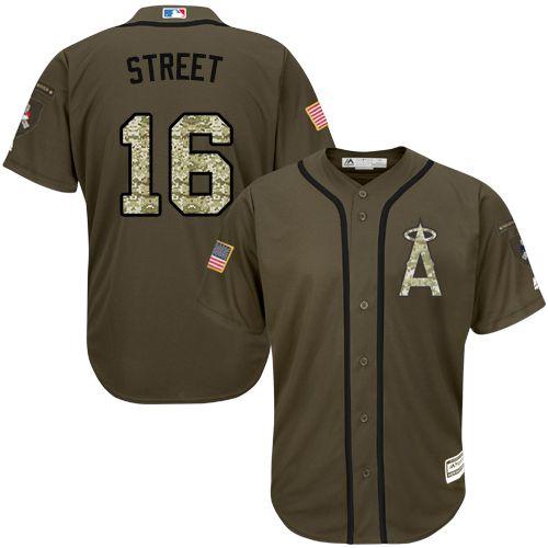 Angels #16 Huston Street Green Salute to Service Stitched Youth MLB Jerse