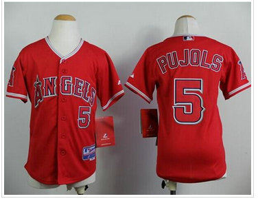 Los Angeles Angels #5 Albert Pujols Red Stitched Youth Baseball Jersey