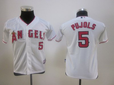 youth MLB jerseys Los Angeles Angels 5 pujols White